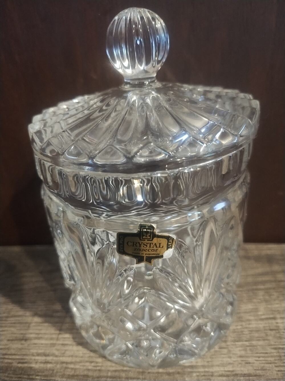 Crystal Biscuit Jar, Covered Candy Dish, Elegant Cut Design, Pretty Home Gift